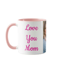 Love You Mum Personalised Photo Mug | Pink & White