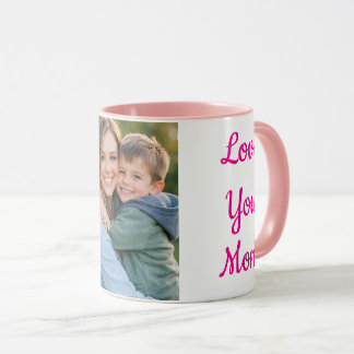 Love You Mum Personalised Photo Mug | Pink & White