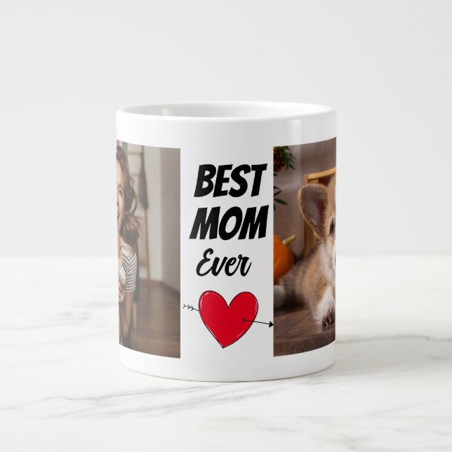 Love You Mum..Personalised two dog photos & text  Large Coffee Mug (Front)