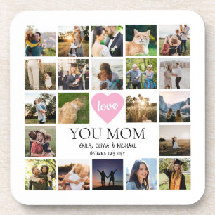Love You Mum Photo Collage Mothers Day Coaster