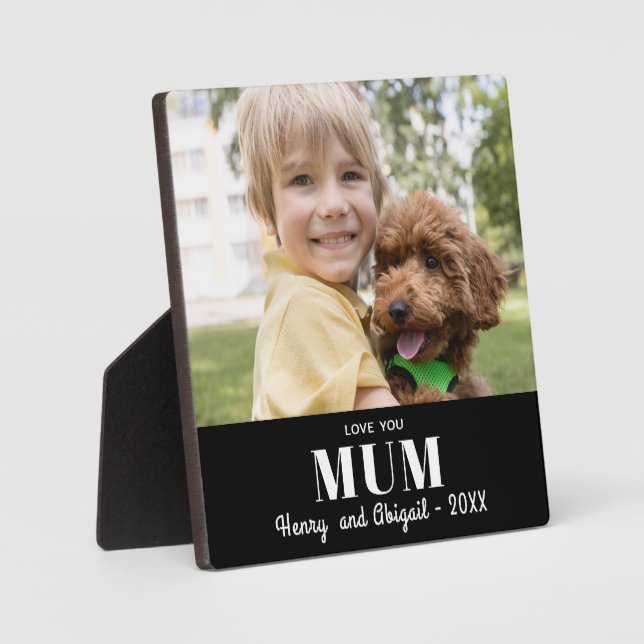 Love You Mum Photo Family Modern Keepsake Plaque (Front)