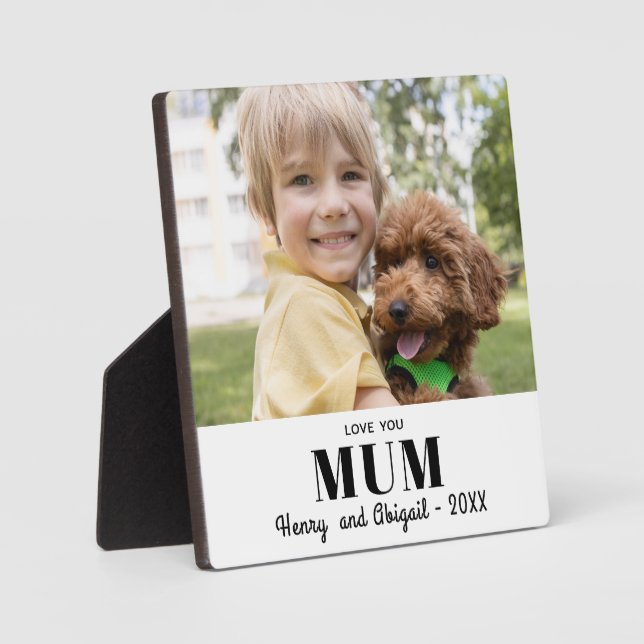 Love You Mum Photo Family Modern Keepsake Plaque (Front)