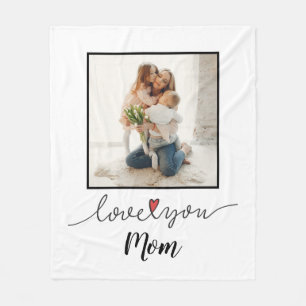 Love You Mum Photo Mother's Day Fleece Blanket