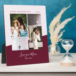 Love you mum Pink Mother's day gift Photo Collage Plaque