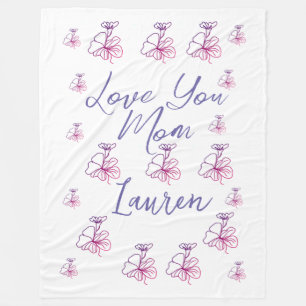 love you mum purple mauve florals mauve name simpl fleece blanket