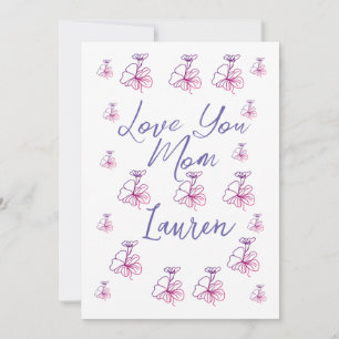 love you mum purple mauve florals mauve name simpl invitation