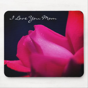 Love You Mum Red Rosebud Flower  Mouse Pad