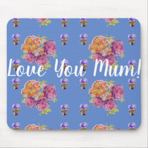 Love You Mum Rose floral Computer Mouse Mat Pad