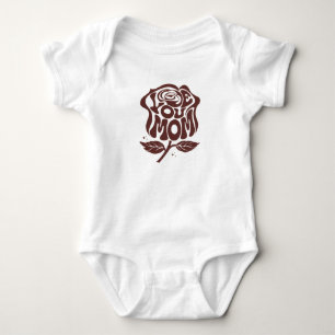 Love You Mum Rose Typography Baby Bodysuit