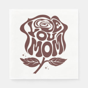 Love You Mum Rose Typography Napkin
