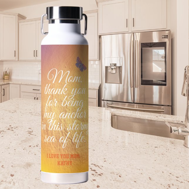 Love You Mum Script Quote Cute Modern Mothers Day  Water Bottle (Creator Uploaded)