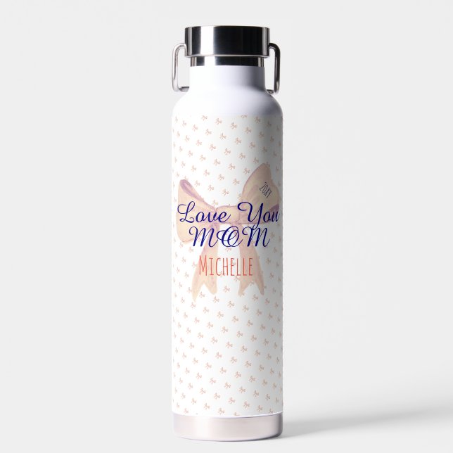 Love You Mum Script Stylish Modern Mothers Day Water Bottle (Front)
