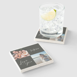Love you Mum, sentimental photo gift for mothers Stone Coaster