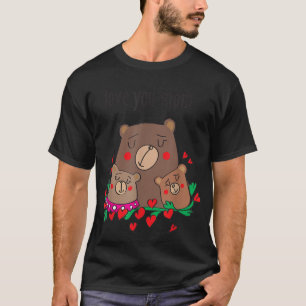 Love you mum Slogan cute Bear family  T-Shirt