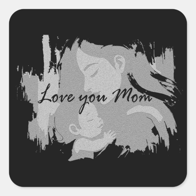Love you Mum Square Sticker (Front)