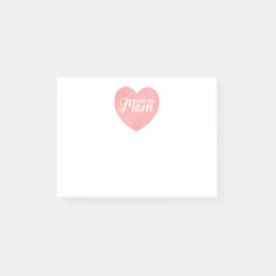 Love you mum text, mother's day pink heart post-it notes