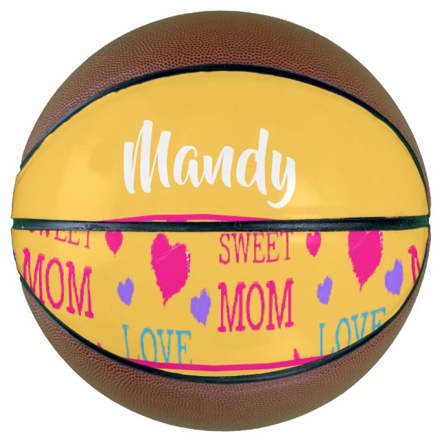 Love you mum text on orange basketball (Front)