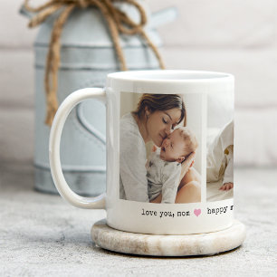 Love You, Mum   Three Photos and Any Colour Heart Coffee Mug