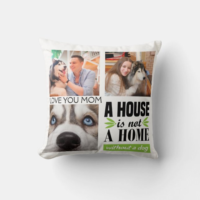 Love you Mum three photos and dog quote Cushion (Front)