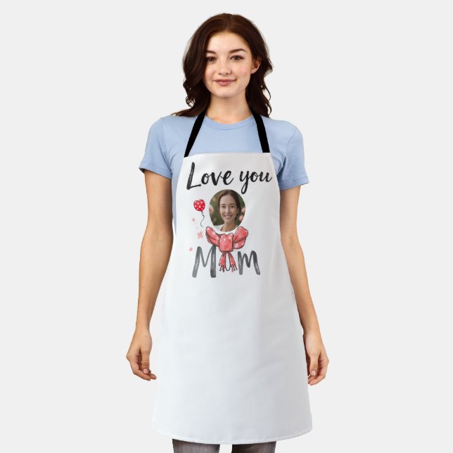 Love you mum with personalised pic apron (Worn)
