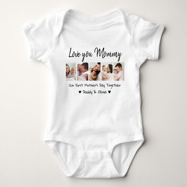 Love You Mummy 5 Photo Collage First Mother’s Day Baby Bodysuit (Front)