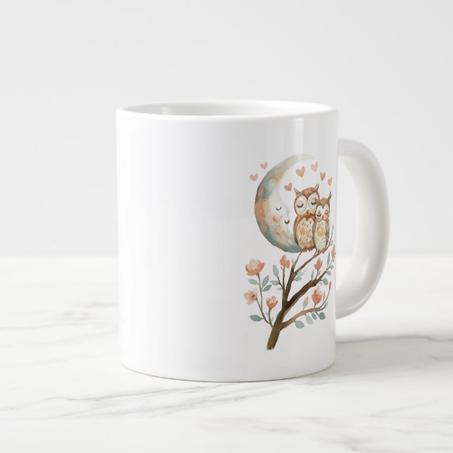 Love You Mummy Cute Owl And Baby Love  Large Coffee Mug (Front Right)