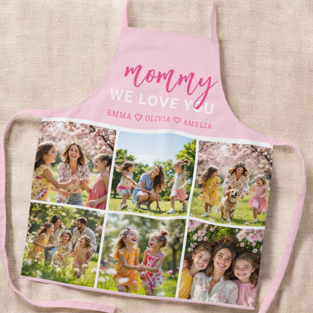  Love You Mummy Cute Pink Photo Collage  Apron (Creator Uploaded)