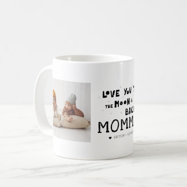 Love You Mummy | Hand Written Two Photo Collage Coffee Mug (Front Left)