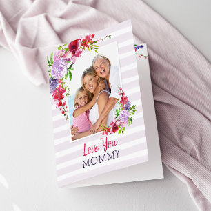 Love You Mummy Lilac Floral Mother's Day Photo Card