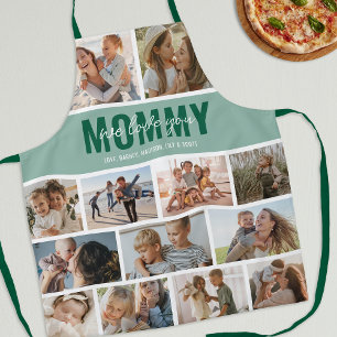 Love You Mummy Photo Collage Green Apron