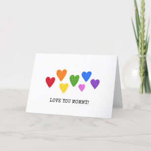 Love You Mummy With All Our Hearts Kids Colourful Holiday Card