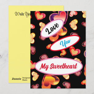 Love You My Sweetheart Pretty Ombre Plaid Hearts Holiday Card