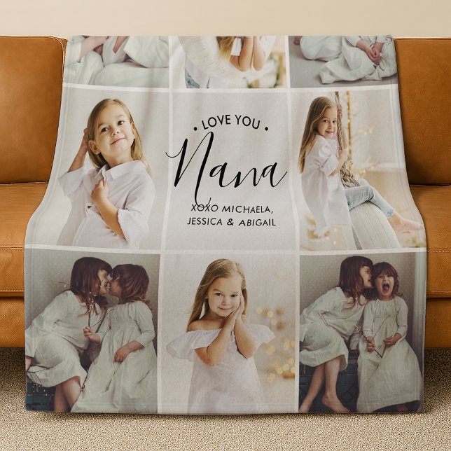 Love You Nana 8-Photo Fleece Blanket (Creator Uploaded)