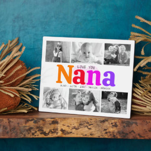 Love You Nana Colourful Bold Modern 6 Photo Collag Plaque