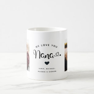 Love you Nana Hearts Custom Two Photo Coffee Mug