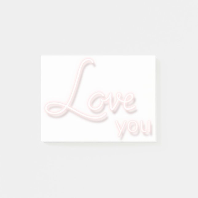 Love you neon word transparent post-it notes (Front)