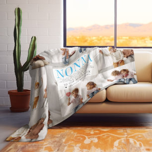 Love You Nonna   Custom Message Photo Collage Fleece Blanket