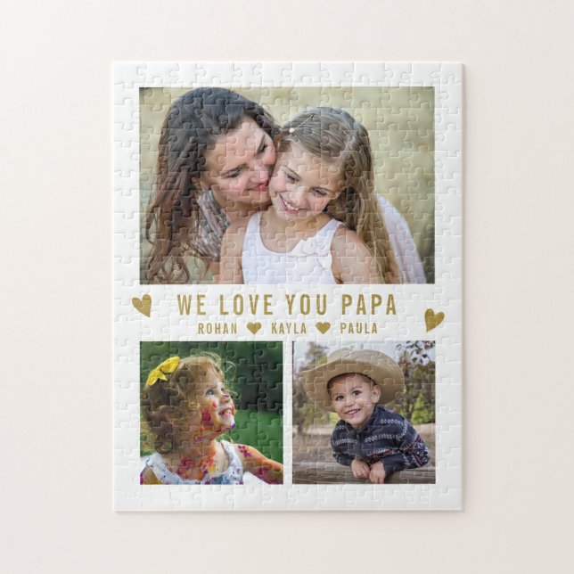 Love You Papa 3 Photo Collage Jigsaw Puzzle (Vertical)