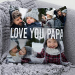 Love You Papa Photo Collage Cushion<br><div class="desc">Let your dad know he's the best with this sweet "love you papa" photo collage pillow. Reserve dad's favorite tv watching or reading spot with this trendy pillow featuring four photos,  modern type,  and a stylish neutral color on the back.</div>