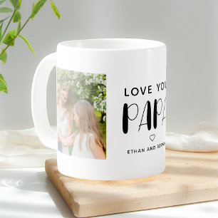 Love You Papa Photo Cute Script Coffee Mug