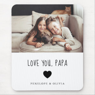 Love You Papa   Your Photo and Handwritten Text Mouse Pad