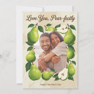 Love You Pear-fectly   Cute Botanical Fruit Valent Holiday Card