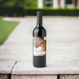 Love You Photo Couple Valentines Engagement Wine Label