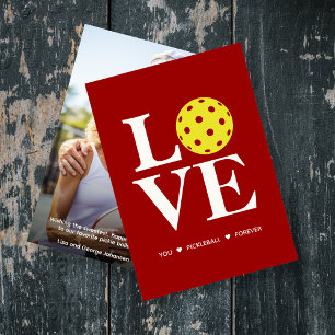 "LOVE You, Pickleball, Forever" Red Photo Card