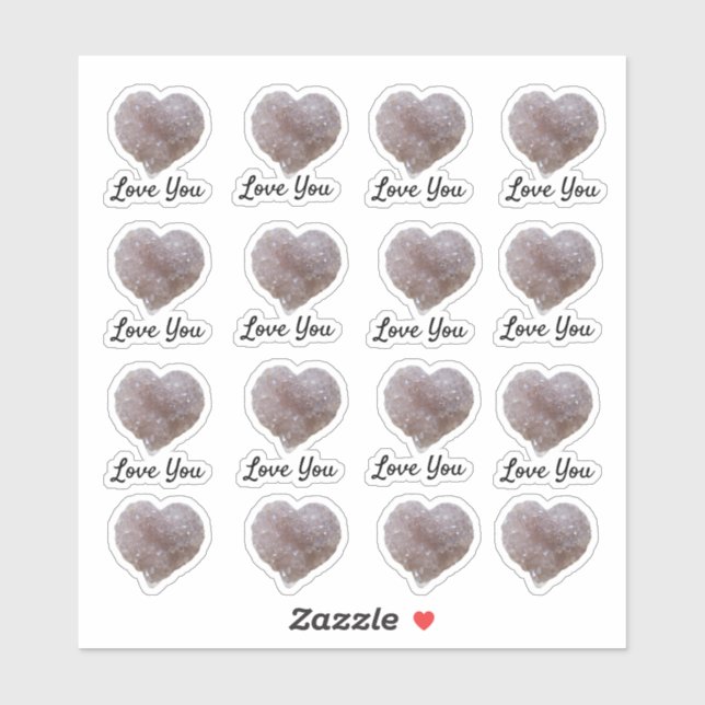 Love You Pink Amethyst Crystal Heart  (Sheet)