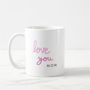 Love you pink handwriting personalised coffee mug