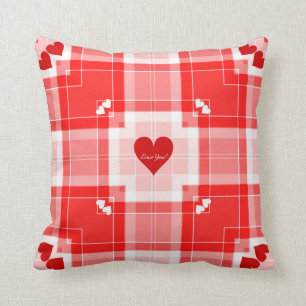 Love You! Plaid Throw Pillow