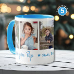 Love You Pop Grandkids Names 5 Photo Collage Blue Mug<br><div class="desc">Unique photo mugs personalised with 5 photos , love you Pop typography and grandkids names.</div>