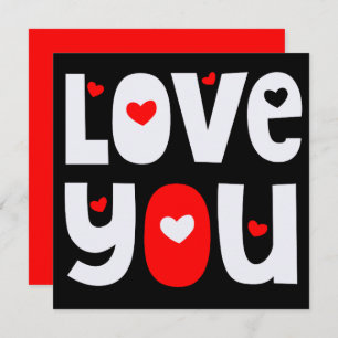 Love You Quote Happy Valentines White Red Black Card