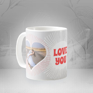 Love You Radiating Hearts Wedding Typography Coffee Mug